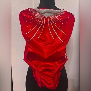 GK Suni Lee Red Sparkle Kids Leotard